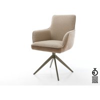 Drehstuhl Heira-Flex mit Armlehnen Materialmix Schlamm Kreuzgestell breit Effektfinish Titan 360 drehbar Wippfunktion Taschenfederkern