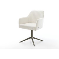 Drehstuhl Greg-Flex Bouclé Soft Beige Fußkreuz Effektfinish Titan 360 drehbar Wippfunktion Taschenfederkern