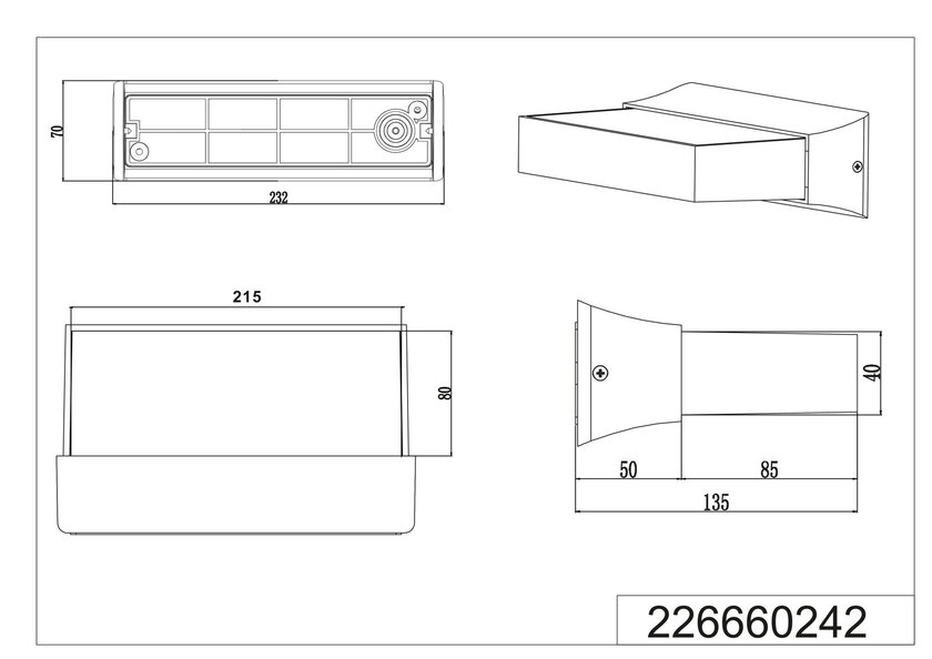LED Außenwandleuchte Cuando grau 23x13cm 7cm Aluminium – Bild 2