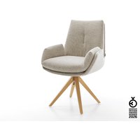 Drehstuhl Clea-Flex Webstoff Soft Beige Holzgestell kantig Natur 360 drehbar – Bild 2