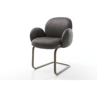 Freischwinger Nube-Flex mit Armlehnen Mikrofaser Anthrazit Vintage Freischwinger flach Effektfinish Titan Taschenfederkern