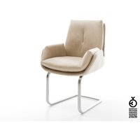 Freischwinger Clea-Flex Mikrofaser Beige Vintage Freischwinger flach Edelstahl