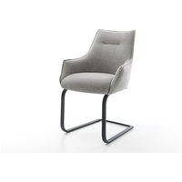 Freischwinger Alja-Flex mit Armlehnen Strukturstoff Soft Grau Freischwinger flach Schwarz Taschenfederkern