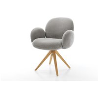 Drehstuhl Nube-Flex mit Armlehnen Strukturstoff Soft Grau Holzgestell kantig Natur 360 drehbar Taschenfederkern