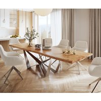 DELIFE Edge Esstisch Akazie Edelstahl