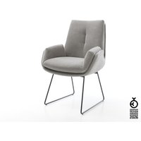 Esszimmerstuhl Clea-Flex Strukturstoff Soft Grau Kufengestell Schwarz