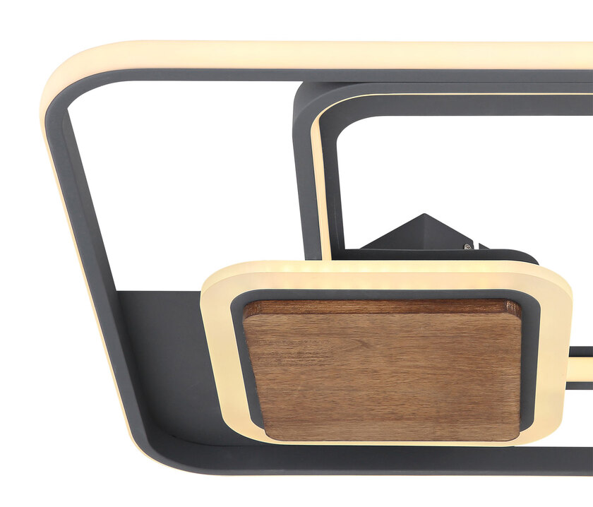 NIRRA Deckenlampe braun, grau 67257-48, B/H/T: 50 x 8 x 50 cm, Kunststoff, Metall, Holz – Bild 4
