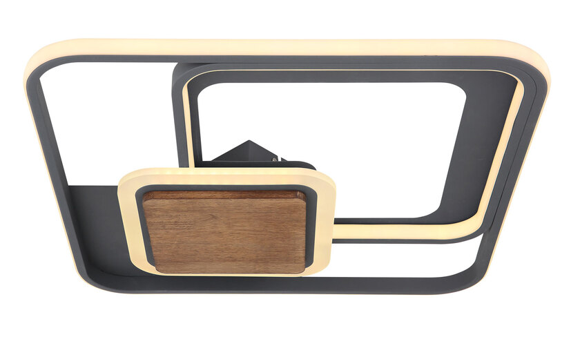 NIRRA Deckenlampe braun, grau 67257-48, B/H/T: 50 x 8 x 50 cm, Kunststoff, Metall, Holz – Bild 5
