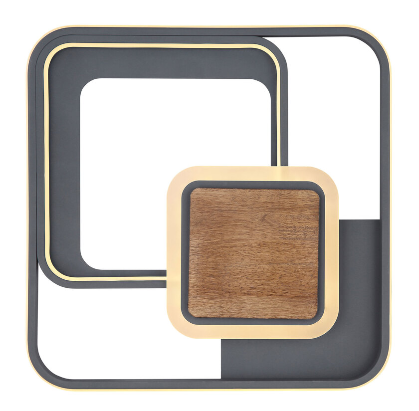 NIRRA Deckenlampe braun, grau 67257-48, B/H/T: 50 x 8 x 50 cm, Kunststoff, Metall, Holz – Bild 6