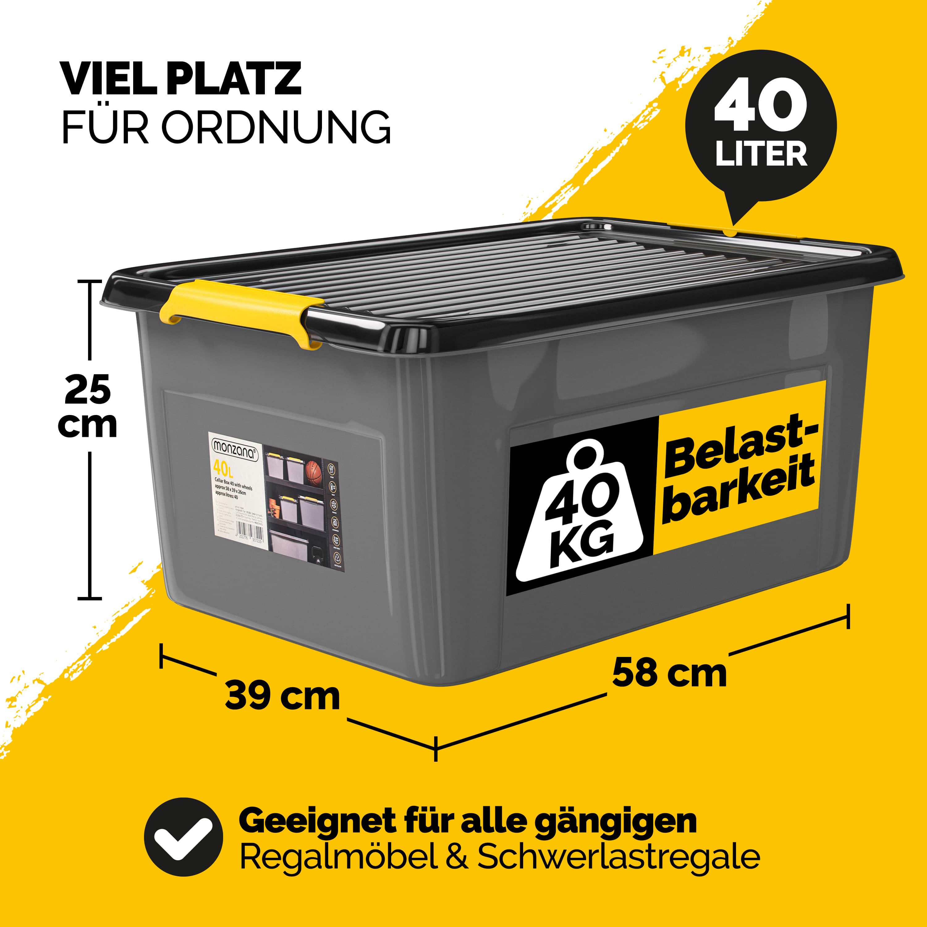 monzana 110197 Aufbewahrungsbox Grau – Bild 2