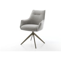 Drehstuhl Alja-Flex mit Armlehnen Strukturstoff Soft Grau Kreuzgestell breit Effektfinish Titan 360 drehbar Wippfunktion Taschenfederkern