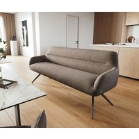 Esszimmerbank Taya-Flex 200 cm Strukturstoff Soft Taupe Kreuzgestell kantig Graphit Taschenfederkern