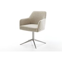 Drehstuhl Greg-Flex Webstoff Soft Beige Fußkreuz Edelstahl 360 drehbar Wippfunktion Taschenfederkern