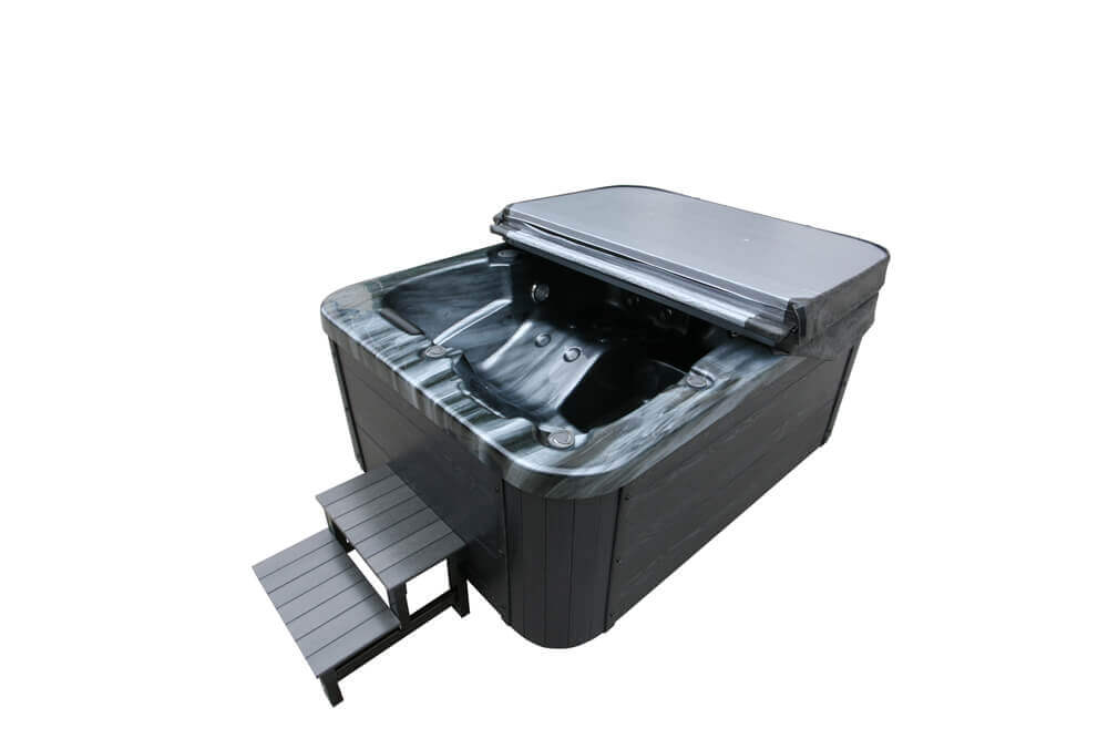 Outdoor Whirlpool BLACK MARBLE - Mit Treppe und Thermoabdeckung – Bild 5