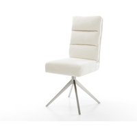 Drehstuhl Pela-Flex Bouclé Soft Beige Kreuzgestell breit Edelstahl 360 drehbar Wippfunktion Taschenfederkern