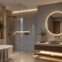 SPC Wandpaneele EDA 4er Set 114x54 cm Terrazzo Hellgrau Hochglanz