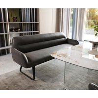 Esszimmerbank Taya-Flex 200 cm Mikrofaser Anthrazit Vintage Kufengestell flach Schwarz Taschenfederkern