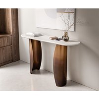 Konsolentisch Solena 135x40 cm Marmor Weiß Metall Gold Ombre