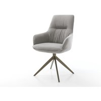 Drehstuhl Zelia-Flex mit Armlehnen Strukturstoff Soft Grau Kreuzgestell breit Effektfinish Titan 360 drehbar Wippfunktion Taschenfederkern