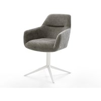 Drehstuhl Pejo-Flex Bouclé Soft Schlamm Fußkreuz Weiß 360 drehbar Wippfunktion Taschenfederkern