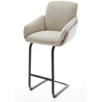 Barstuhl Luan-Flex Webstoff Soft Beige Freischwinger Flach Metall Schwarz
