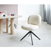 Drehstuhl Nube-Flex Bouclé Weiß Kreuzgestell breit Schwarz 360 drehbar Taschenfederkern