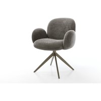 Drehstuhl Nube-Flex mit Armlehnen Bouclé Soft Schlamm Kreuzgestell breit Effektfinish Titan 360 drehbar Wippfunktion Taschenfederkern
