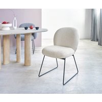 Esszimmerstuhl Nube-Flex Bouclé Weiß Kufengestell Schwarz Taschenfederkern