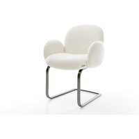 Freischwinger Nube-Flex mit Armlehnen Bouclé Soft Beige Freischwinger flach Graphit Taschenfederkern