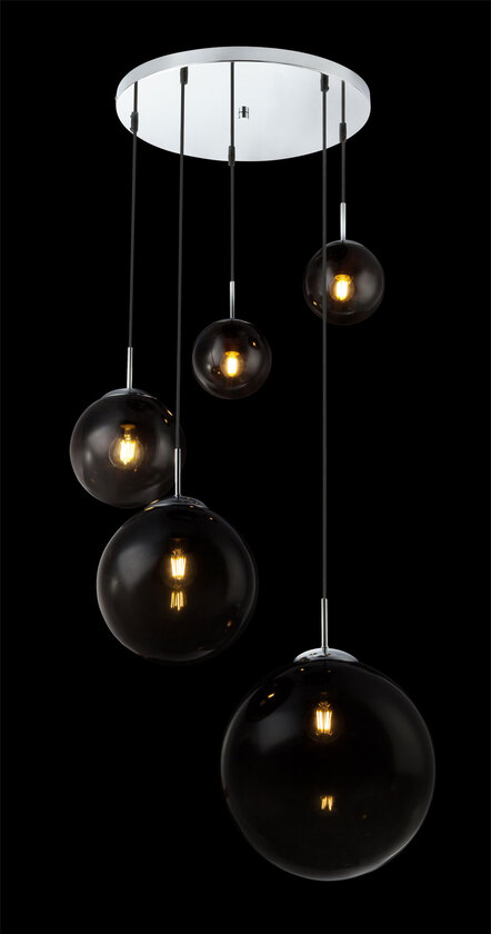 VARUS Pendellampe silberfarben, grau 15861-5, D/H: 65 x 150 cm, Glas, Metall – Bild 4