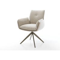 Drehstuhl Nela-Flex Webstoff Soft Beige Kreuzgestell breit Effektfinish Titan 360 drehbar Wippfunktion