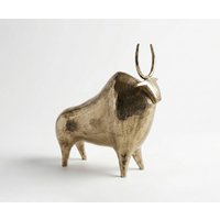 Figur Toro B39 x T12 x H39 cm Aluminium Champagner Handgemacht