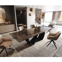 Esstisch Edge 200-300x100 Keramik Emperador Extra Lucidato Dunkelbraun Infinity Metall Schwarz ausziehbar – Bild 2