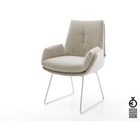 Esszimmerstuhl Clea-Flex Webstoff Soft Beige Kufengestell Edelstahl