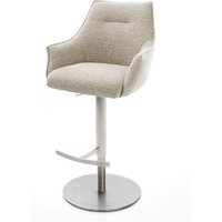 Barstuhl Alja-Flex Webstoff Soft Beige Drehfuß höhenverstellbar Edelstahl Silberfarben Taschenfederkern