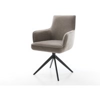 Drehstuhl Heira-Flex mit Armlehnen Strukturstoff Soft Taupe Kreuzgestell breit Schwarz 360 drehbar Wippfunktion Taschenfederkern
