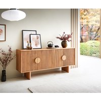 Sideboard Surimu 175 cm Akazie Hellbraun 4 Türen 2 Fächer Kork-Griff Holzfüße