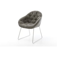 Esszimmerstuhl Gaio-Flex Bouclé Soft Schlamm Kufengestell Edelstahl
