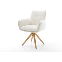 Drehstuhl Nela-Flex Bouclé Soft Beige Holzgestell kantig Natur 360 drehbar