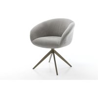 Drehstuhl Vinka-Flex mit Armlehnen Strukturstoff Soft Grau Kreuzgestell breit Effektfinish Titan 360 drehbar Wippfunktion Taschenfederkern – Bild 2