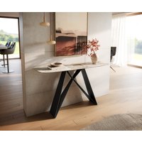 Konsolentisch Edge Boot 140x40 cm Keramik Minas Melange Weiß-Beige Velio Metall Schwarz – Bild 2