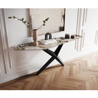 Konsolentisch Edge Polygonal 180x50 cm Keramik Patagonia Poliert Zentharo Metall Schwarz – Bild 2