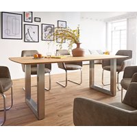 DELIFE Edge Esstisch Eiche Edelstahl
