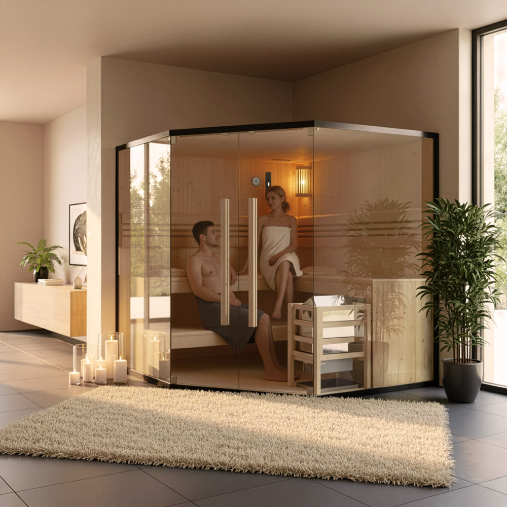 Traditionelle Sauna SHADOW XL BIG - 200 x 200 cm für 6 Personen – Bild 3