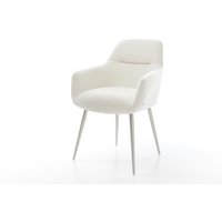 Esszimmerstuhl Pejo-Flex Bouclé Soft Beige 4-Fuß konisch Edelstahl Taschenfederkern