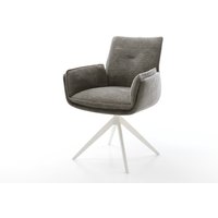 Drehstuhl Nela-Flex Bouclé Soft Schlamm Kreuzgestell breit Weiß 360 drehbar Wippfunktion