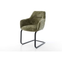 Freischwinger Pejo-Flex Chenille Olive Freischwinger flach Schwarz Taschenfederkern