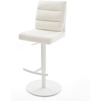 Barstuhl Pela-Flex Bouclé Soft Beige Drehfuß höhenverstellbar Metall Weiß