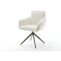 Drehstuhl Luan-Flex mit Armlehnen Bouclé Soft Beige Kreuzgestell breit Effektfinish Titan 360 drehbar Wippfunktion