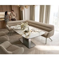 Esszimmerbank Taya-Flex 285x190 cm Bouclé Schlamm Kreuzgestell kantig Effektfinish Titan Taschenfederkern Links – Bild 2